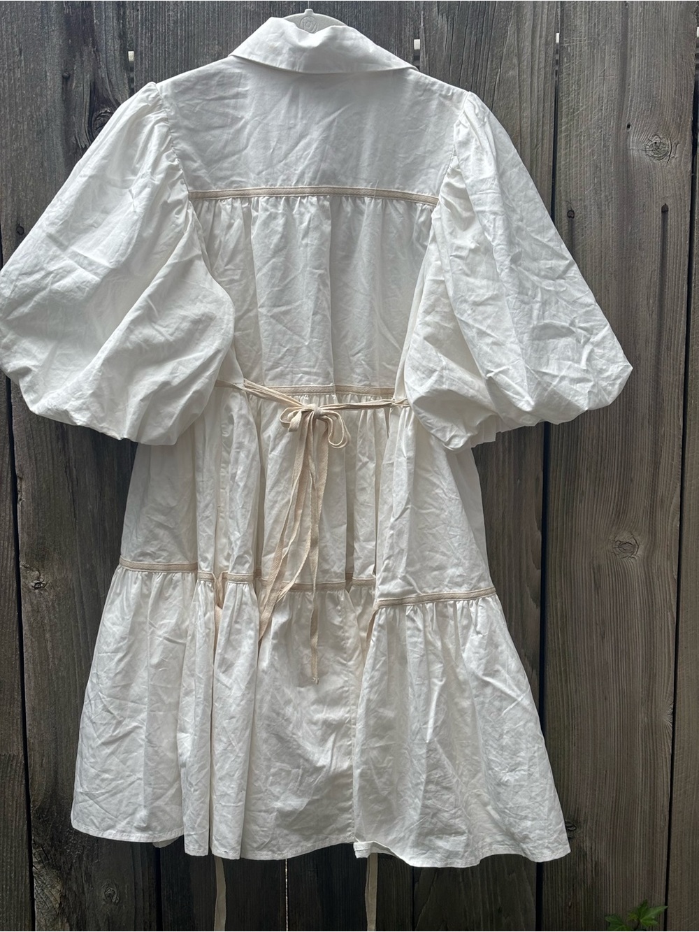 TALULAH Cream Tiered Mini Dress with Puff Sleeves - Picture 7 of 11